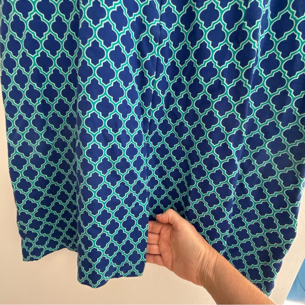 Lands' End Blue and Green Geometric Midi Dress - Picture 10 of 11